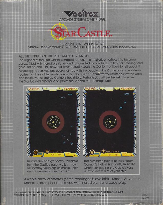 Star Castle box art for Vectrex